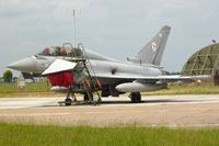 29 Sqn Typhoon T3 in the HAS site (note the IRST sensor in front of the canopy)